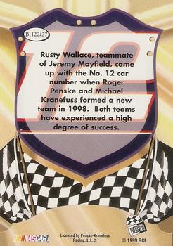 1999 Press Pass Premium - Badge of Honor #BH22 Jeremy Mayfield's Car Back
