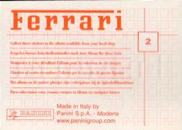 2003 Panini Ferrari #2 Die Marke Back