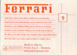 2003 Panini Ferrari #9 Berlinetta 250 GTO Back