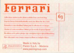2003 Panini Ferrari #63 René Arnoux Back