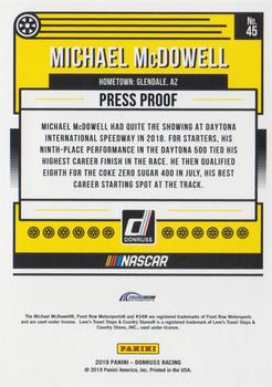 2019 Donruss - Gold Press Proof #45 Michael McDowell Back