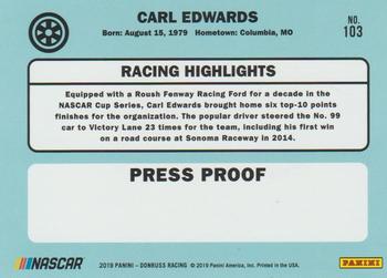 2019 Donruss - Gold Press Proof #103 Carl Edwards Back