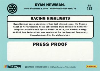 2019 Donruss - Gold Press Proof #123 Ryan Newman Back