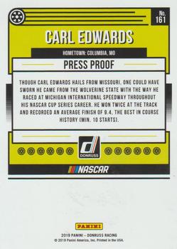 2019 Donruss - Gold Press Proof #161 Carl Edwards Back