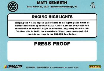 2019 Donruss - Press Proof #136 Matt Kenseth Back