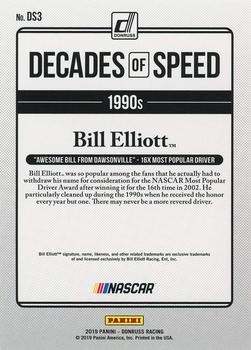 2019 Donruss - Decades of Speed Holographic #DS3 Bill Elliott Back