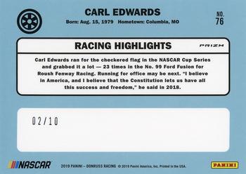 2019 Donruss - Optic Gold #76 Carl Edwards Back