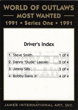 1991 World of Outlaws - Most Wanted #NNO Checklist Front