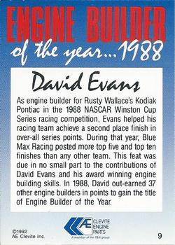 1992 Engine Builder of theYear #9 David Evans Back