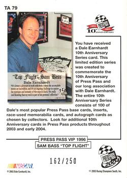 2004 Press Pass - Dale Earnhardt 10th Anniversary Gold #TA 79 Dale Earnhardt Back