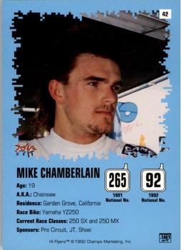 1992 Champs Hi-Flyers #42 Mike Chamberlain Back