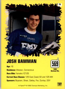1992 Champs Hi-Flyers #76 Josh Bamman Back