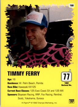 1992 Champs Hi-Flyers #100 Timmy Ferry Back