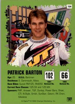 1992 Champs Hi-Flyers #154 Patrick Barton Back
