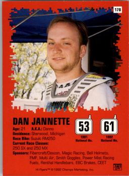 1992 Champs Hi-Flyers #178 Dan Jannette Back