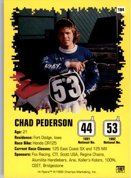 1992 Champs Hi-Flyers #184 Chad Pederson Back