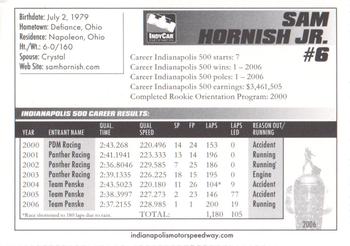 2007 Indianapolis 500 #NNO Sam Hornish Jr. Back