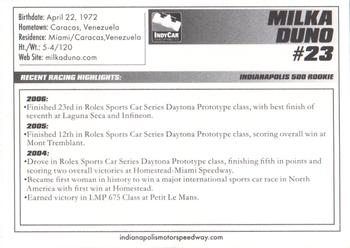 2007 Indianapolis 500 #NNO Milka Duno Back