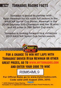 2010 Tornados Racing #3 Ryan Newman Back