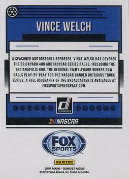 2019 Donruss FOX Sports NASCAR Announcers #NNO Vince Welch Back