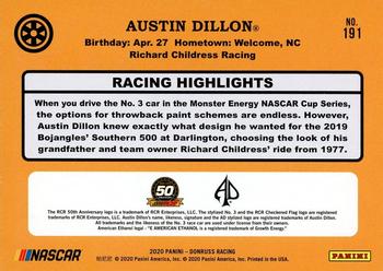 2020 Donruss #191 Austin Dillon Back