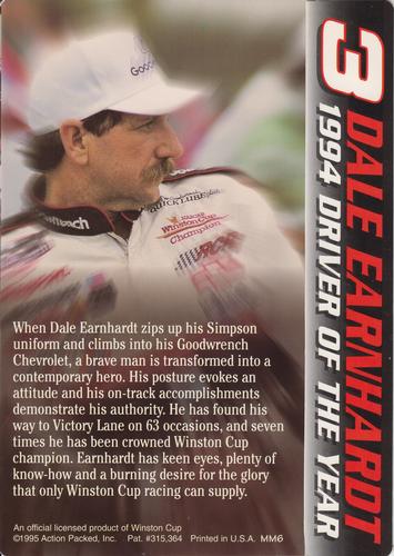 1995 Action Packed Mammoth #MM6 Dale Earnhardt Back