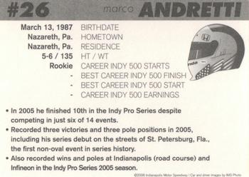 2006 Indianapolis 500 #NNO Marco Andretti Back