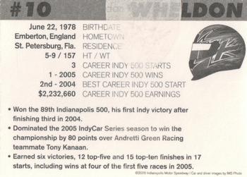 2006 Indianapolis 500 #NNO Dan Wheldon Back