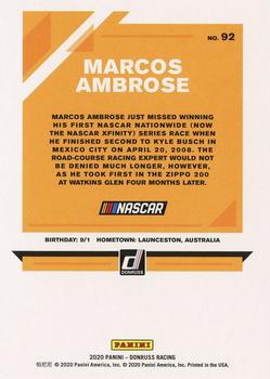 2020 Donruss - Silver #92 Marcos Ambrose Back