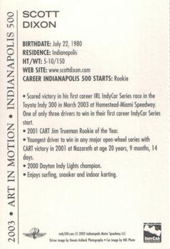 2003 Indianapolis 500 #NNO Scott Dixon Back