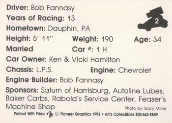 1993 Art's Collectibles Silver Spring Speedway Super Sportsman Series I #2 Bob Fannasy Back