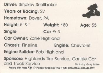 1993 Art's Collectibles Silver Spring Speedway Super Sportsman Series I #3 Smokey Snellbaker Back