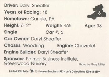 1993 Art's Collectibles Silver Spring Speedway Super Sportsman Series I #6 Daryl Sheaffer Back