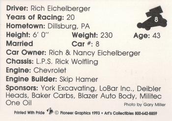 1993 Art's Collectibles Silver Spring Speedway Super Sportsman Series I #8 Rich Eichelberger Back