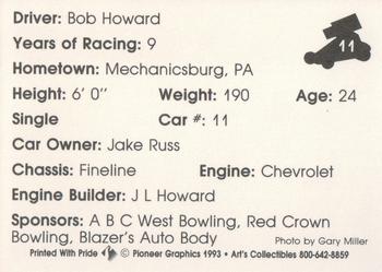 1993 Art's Collectibles Silver Spring Speedway Super Sportsman Series I #11 Bob Howard Back