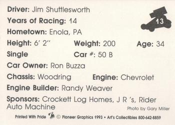 1993 Art's Collectibles Silver Spring Speedway Super Sportsman Series I #13 Jim Shuttlesworth Back