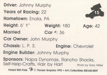1993 Art's Collectibles Silver Spring Speedway Super Sportsman Series I #15 Johnny Murphy Back