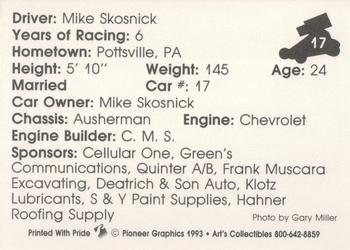 1993 Art's Collectibles Silver Spring Speedway Super Sportsman Series I #17 Mike Skosnick Back