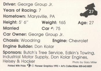1993 Art's Collectibles Silver Spring Speedway Super Sportsman Series I #27 George Group Jr. Back