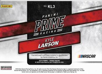 2018 Panini Prime - Prime Jumbo Associate Sponsor 10 #KL3 Kyle Larson Back