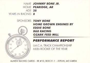 1995 McNew Racing Cards Series 1 #NNO Johnny Bone Jr. Back