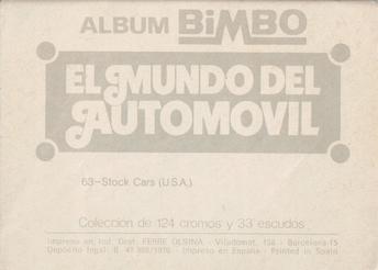 1977 Bimbo El Mundo Del Automovil Stickers #63 Stock Cars (U.S.A.) Back