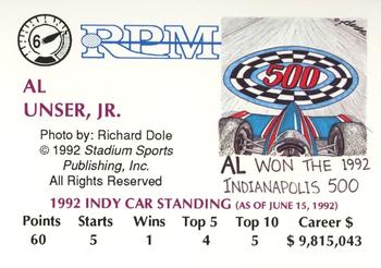 1992 RPM Magazine #6 Al Unser Jr. Back