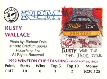 1992 RPM Magazine #8 Rusty Wallace Back