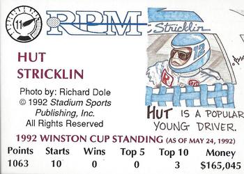 1992 RPM Magazine - Printer's Proof #11 Hut Stricklin Back