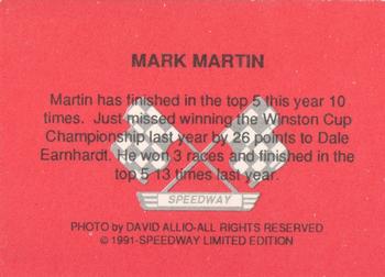 1991 Speedway Price Guide #NNO Mark Martin Back