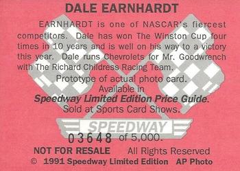 1991 Speedway Price Guide - Prototypes Gold #NNO Dale Earnhardt Back