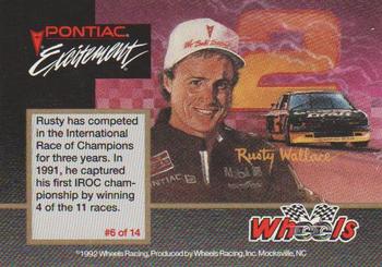 1992 Wheels Pontiac Excitement - Gold #6 Rusty Wallace Back