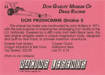1991 Racing Legends Don Garlits' Museum of Drag Racing #33 Snake I Back