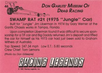 1991 Racing Legends Don Garlits' Museum of Drag Racing #46 Swamp Rat #21 Back